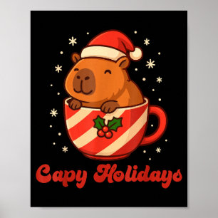 Capybara Christmas Shirt, Funny Capy Holidays Poster