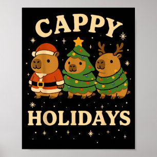 Capybara Christmas Shirt, Funny Capy Holidays Poster