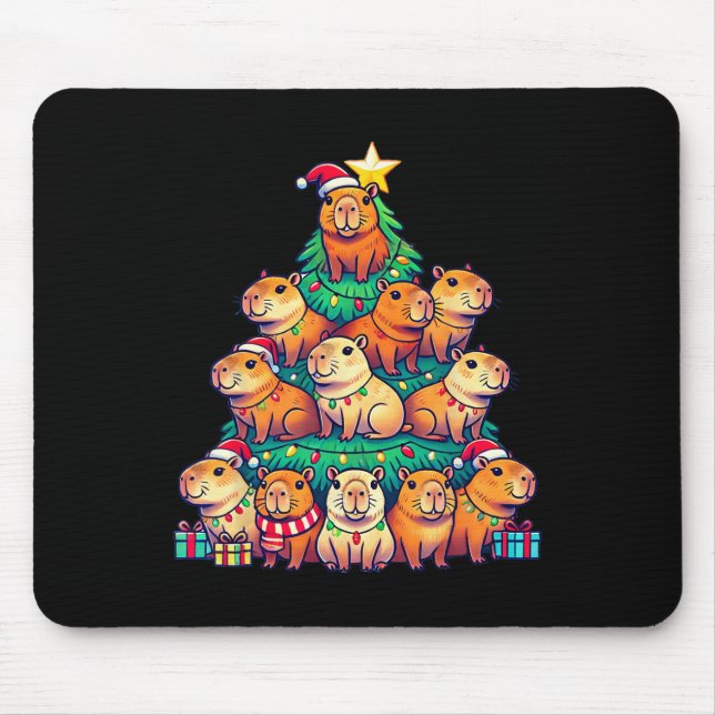 Capybara Christmas Tree Funny Capybara Xmas  Mouse Pad (Front)
