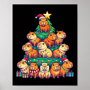 Capybara Christmas Tree Funny Capybara Xmas  Poster