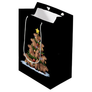 Capybara Christmas Tree Gift Funny Xmas Capy Medium Gift Bag