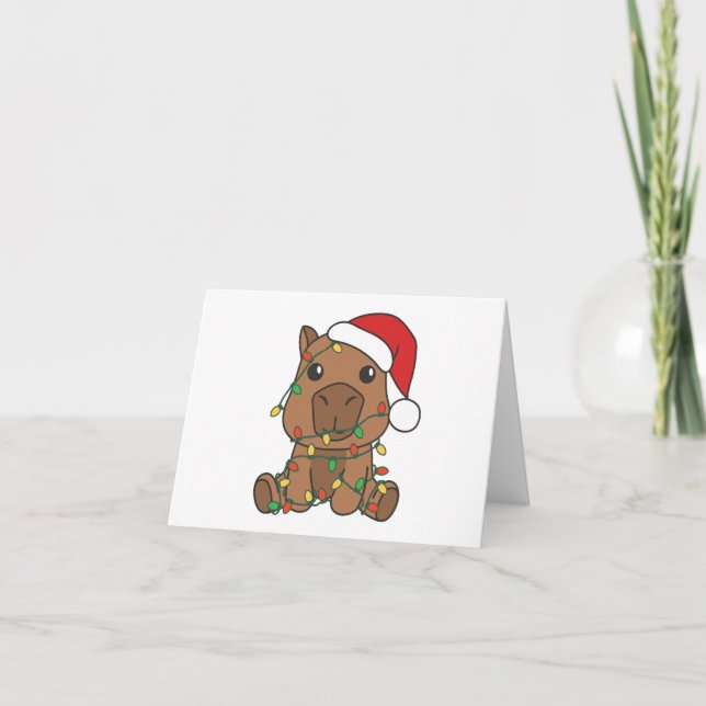 Capybara Christmas Winter Animals Holiday Card (Front)
