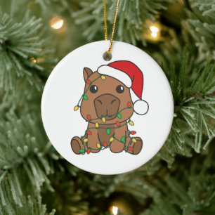 Capybara Christmas Winter Animals Holiday Ceramic Ornament