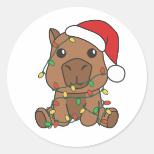 Capybara Christmas Winter Animals Holiday Classic Round Sticker