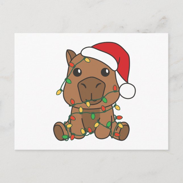 Capybara Christmas Winter Animals Holiday Postcard (Front)