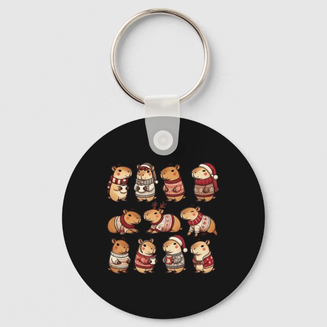 Capybara Christmas Xmas  Key Ring (Front)