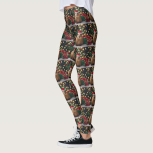 "Capybara Claus: A Festive Bokeh Wonderland" Leggings