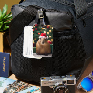 "Capybara Claus: A Festive Bokeh Wonderland" Luggage Tag