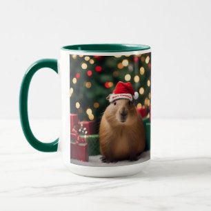 "Capybara Claus: A Festive Bokeh Wonderland" Mug