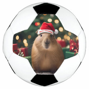 "Capybara Claus: A Festive Bokeh Wonderland" Soccer Ball
