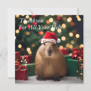 "Capybara Claus: A Festive Bokeh Wonderland" Thank You Card