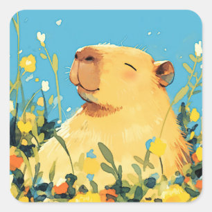 Capybara Comfort Square Sticker