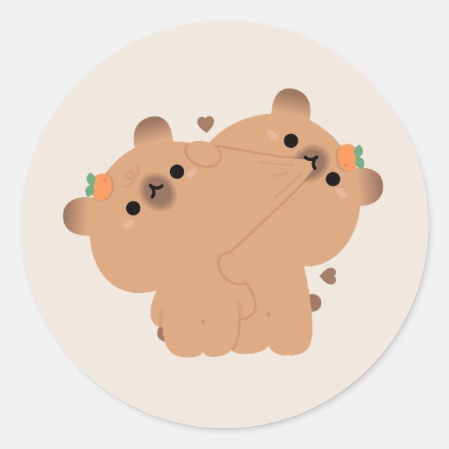 Capybara Couple Classic Round Sticker (Front)