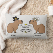 Capybara couple lumbar pillow