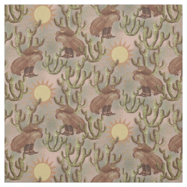 Capybara Cowboy Jane- whimsical wildlife Fabric (Swatch)