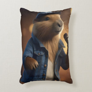 "Capybara Cowboy: Serenading the Wild West" Decorative Cushion