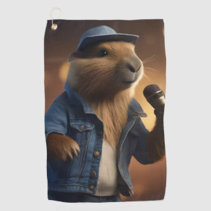 "Capybara Cowboy: Serenading the Wild West" Golf Towel