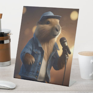 "Capybara Cowboy: Serenading the Wild West" Pedestal Sign