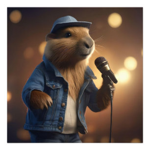 "Capybara Cowboy: Serenading the Wild West" Photo Print