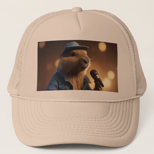 "Capybara Cowboy: Serenading the Wild West" Trucker Hat (Front)