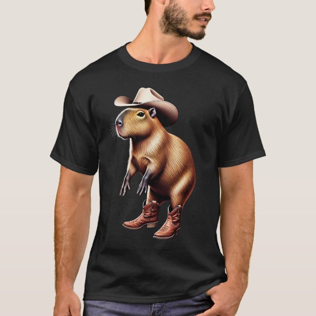 Capybara Cowgirl Western Country Capybara Lover T-Shirt (Front)