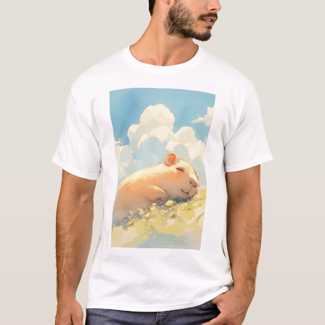 Capybara Cuddles in the Grass T-Shirt (Front)