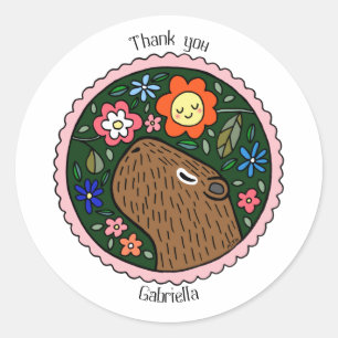 Capybara Custom Party Favor personalized Mailing   Classic Round Sticker