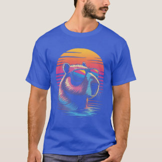 Capybara Cute Retro Animal Summer Vacation Beach T-Shirt