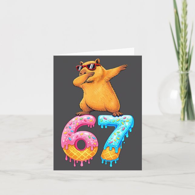 Capybara Dabbing 67 Ice Cream Drip 67 Birthday Boy Card (Front)