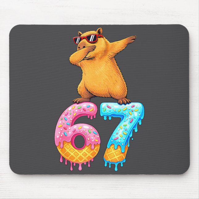 Capybara Dabbing 67 Ice Cream Drip 67 Birthday Boy Mouse Pad (Front)