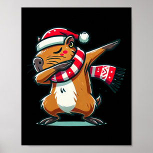 Capybara Dabbing Christmas Funny Santa Xmas Poster