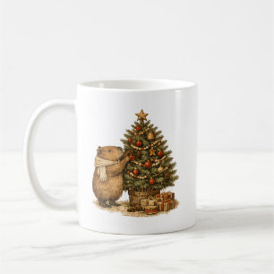 Capybara Decorating Christmas Tree Cosy Retro Gift Coffee Mug