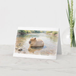 Capybara Dozing In The Sunlit River Shallows Greet Card