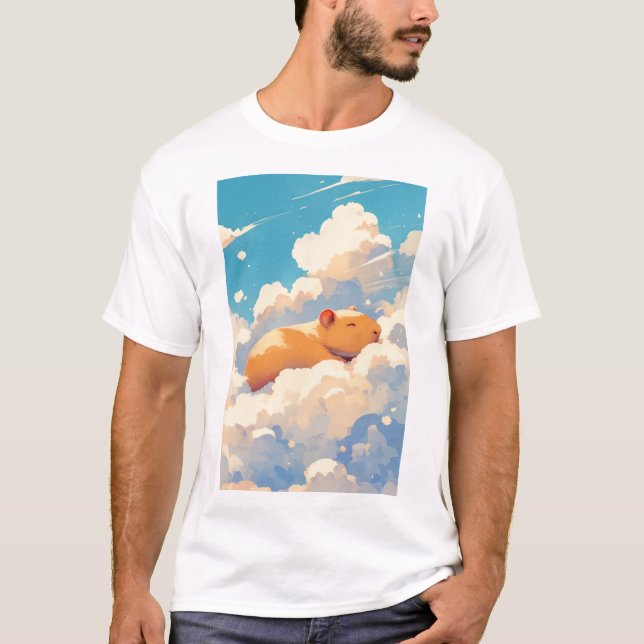 Capybara Dreaming in the Clouds T-Shirt (Front)