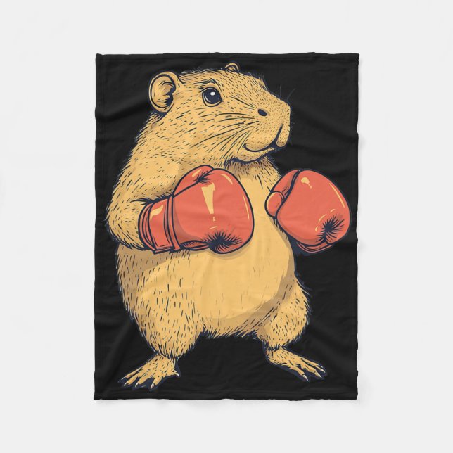 Capybara Dressed As A Boxer Funny Boxing  Fleece Blanket (Front)