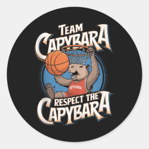 Capybara Dunking Basketball Retro Vintage Style Ta Classic Round Sticker