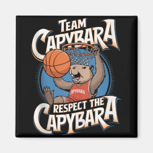 Capybara Dunking Basketball Retro Vintage Style Ta Magnet