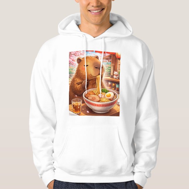 Capybara Eating Ramen Hoodie (Front)