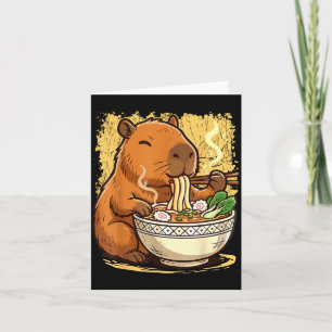 Capybara Eating Ramen Noodles Card