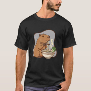 Capybara Eating Ramen Noodles Cute Anime Foodie Il T-Shirt