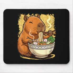 Capybara Eating Ramen Noodles Mouse Pad