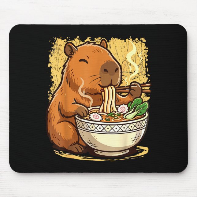 Capybara Eating Ramen Noodles  Mouse Pad (Front)