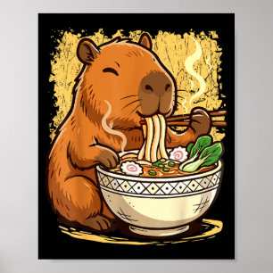 Capybara Eating Ramen Noodles  Poster