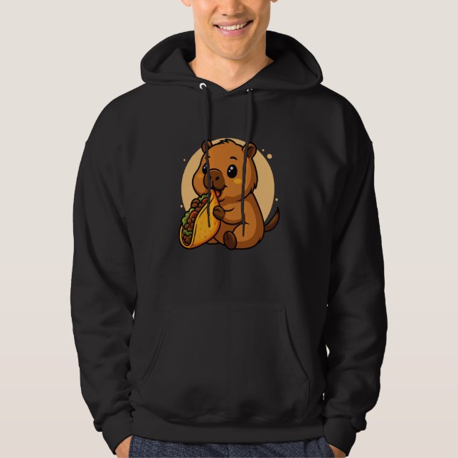Capybara Eating Taco Mexican Capybara Kawaii Anime Hoodie (Front)