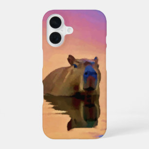Capybara Emerging From a Tranquil Body of Water iPhone 16 Case