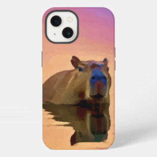 Capybara Emerging From a Tranquil Lake Art iPhone 13 Case