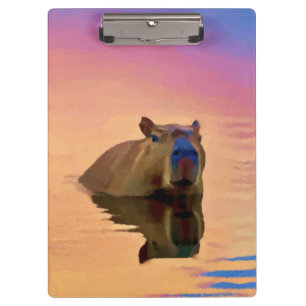 Capybara Emerging From a Tranquil Lake Clipboard