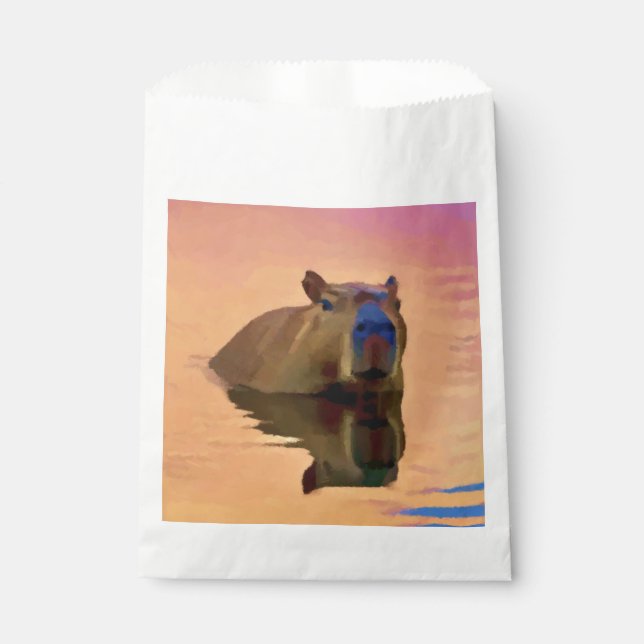Capybara Emerging From a Tranquil Lake Favour Bag (Front)