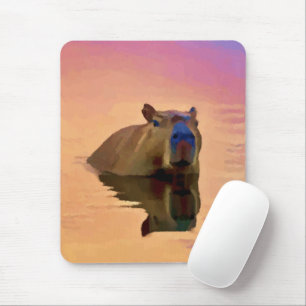 Capybara Emerging From a Tranquil Lake Mouse Pad