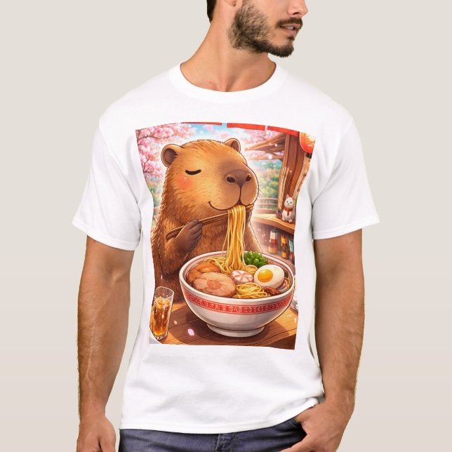 Capybara enjoying Ramen T-Shirt (Front)